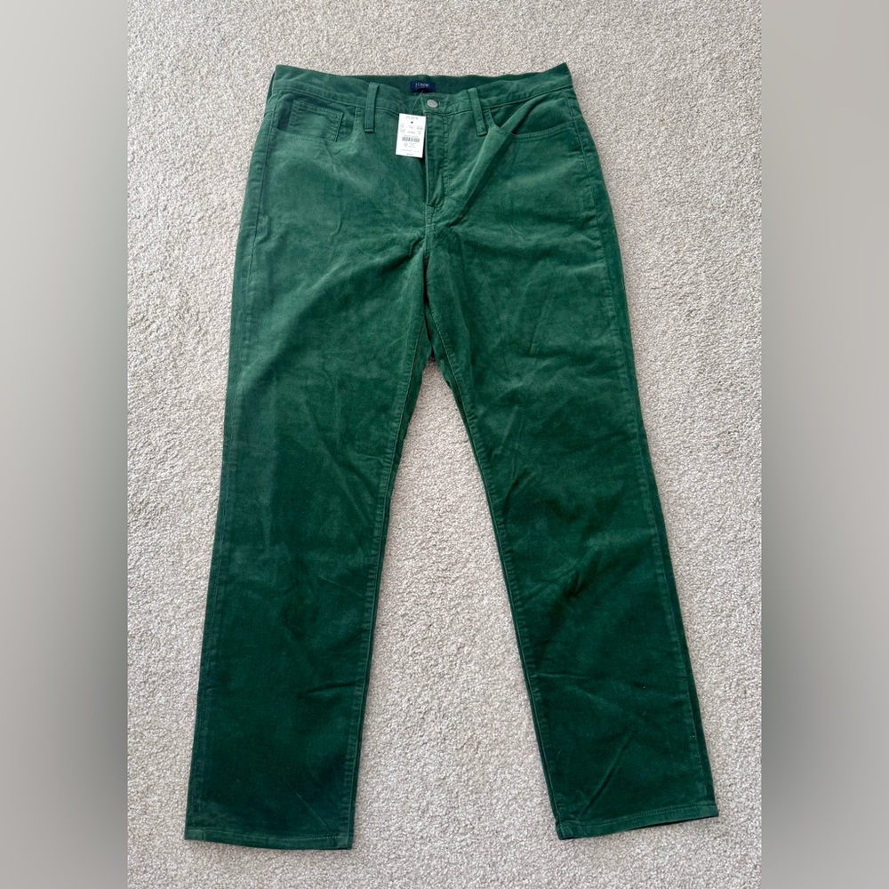 NWT J. Crew Size 32 Forest Green Essential Straight Corduroy pants
